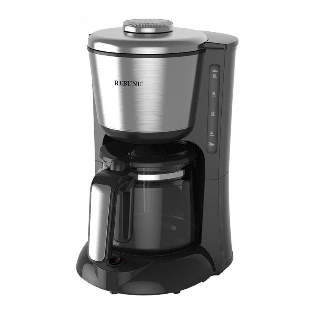 Rebune 600w 1.25l drip coffee maker (model: re-6-025) - family capacity filter coffee machine with glass carafe, keep-warm plate & permanent reusable filter 3
