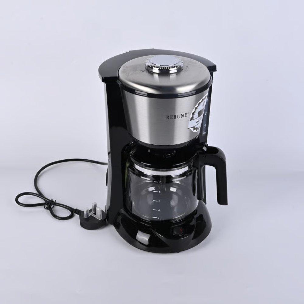 Rebune 600w 1.25l drip coffee maker (model: re-6-025) - family capacity filter coffee machine with glass carafe, keep-warm plate & permanent reusable filter 4