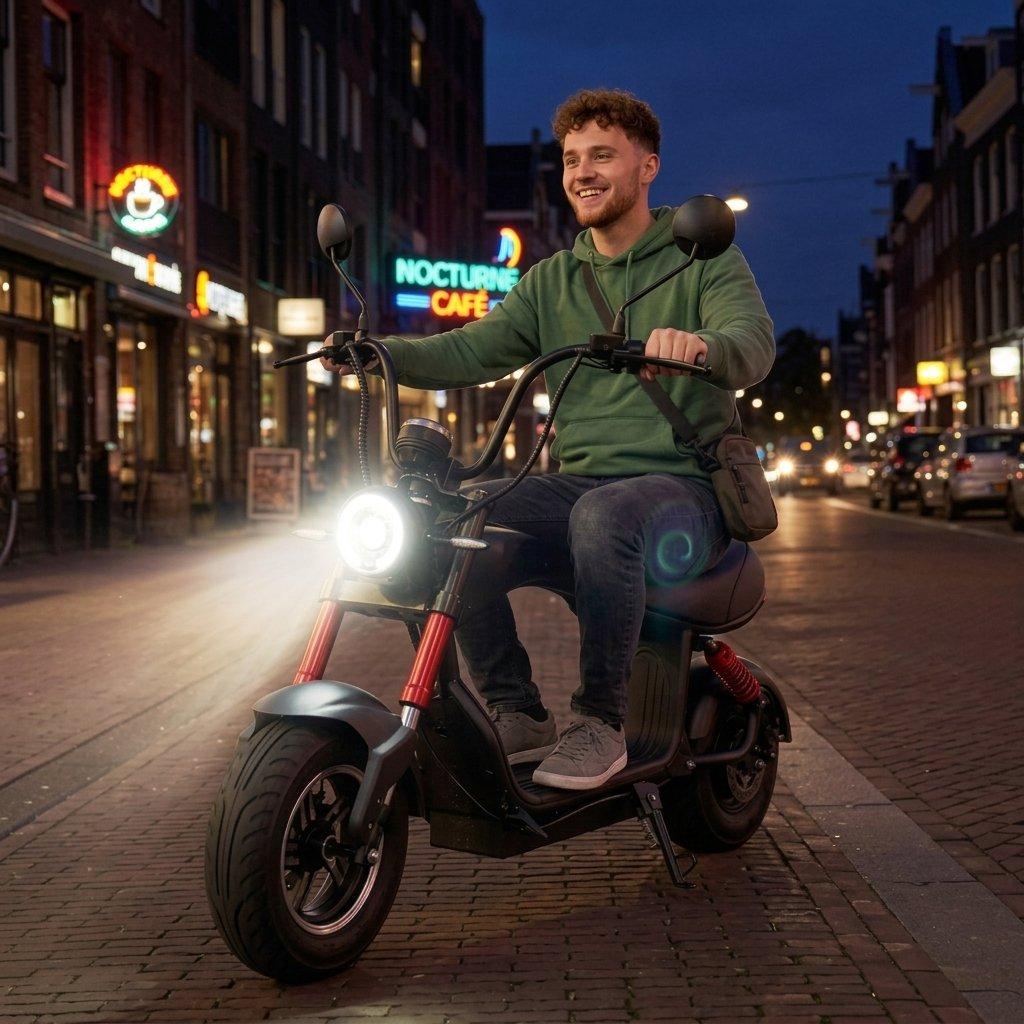 High-power electric scooter with 1000w motor & 48v battery – hydraulic oil brakes, dual shock absorbers, & advanced anti-theft alarm 4