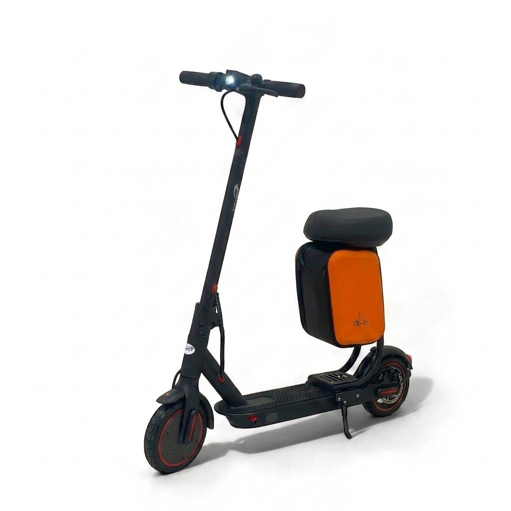 Smart electric scooter with 350w motor & 36v battery – equipped with extra leather seat, extra storage bag, bluetooth speakers 3
