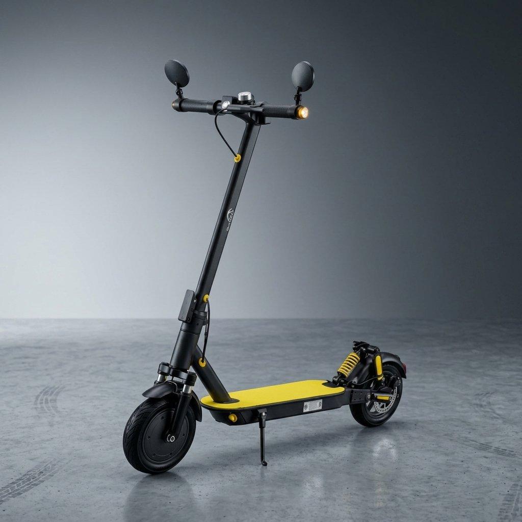 Smart electric scooter with 350w motor & 10-inch off-road tires – equipped with hydraulic shock absorbers, bluetooth speakers & side mirrors for a premium ride 4