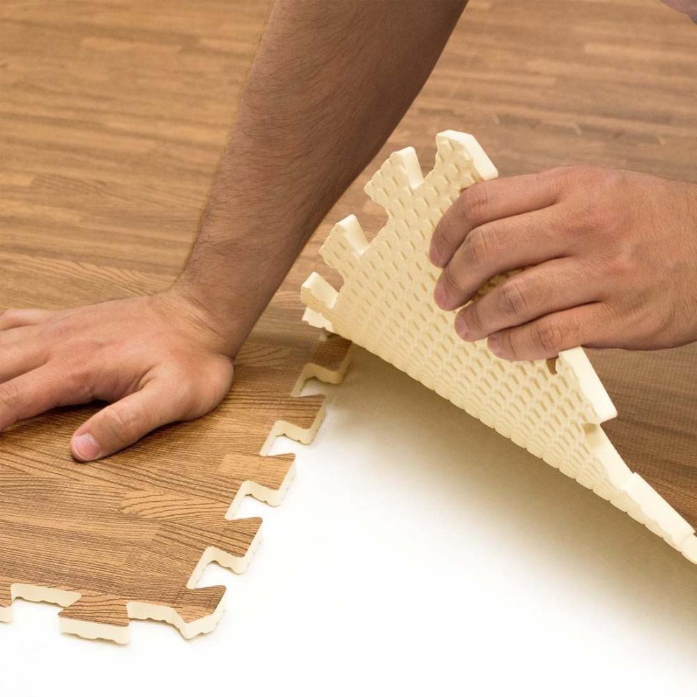 Kangaroo interlocking wood-grain eva foam flooring tile – 1cm thick for home & gym use 4