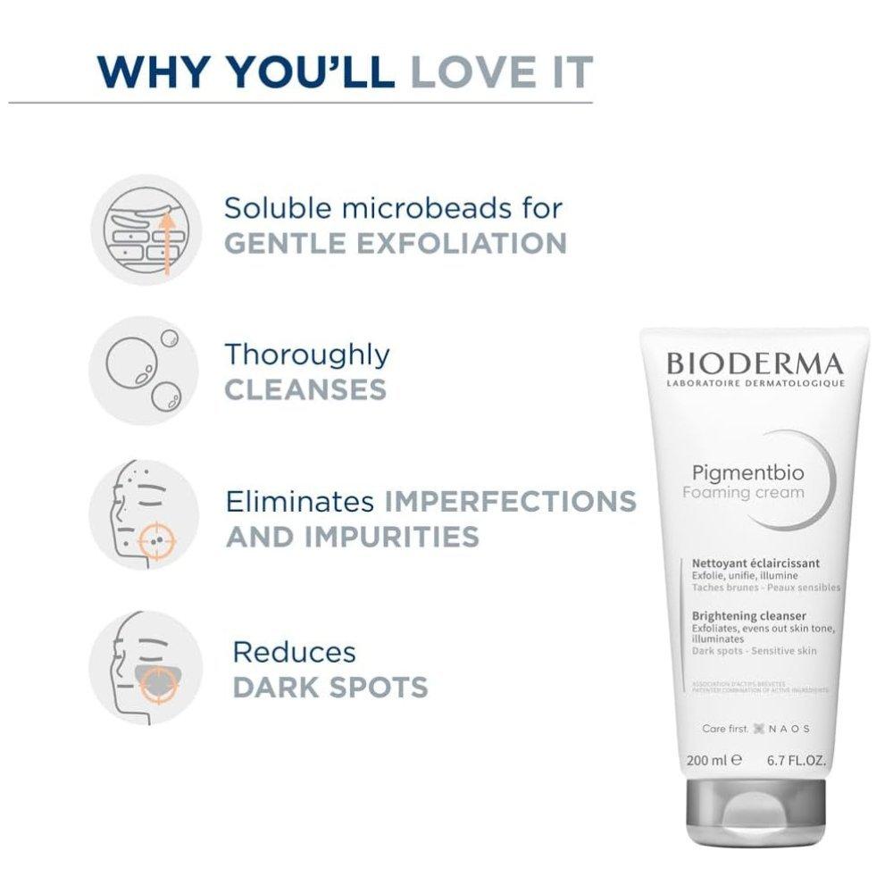 Bioderma pigmentbio foaming cream 200ml | brightening exfoliating cleanser & dark spot corrector for face & body 4
