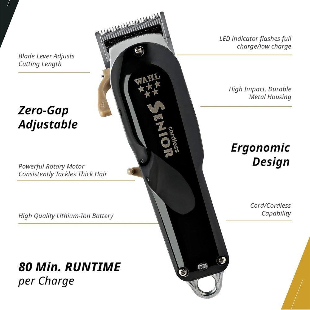 Wahl professional 5 star cordless senior clipper with metal housing - model #8504-400 4