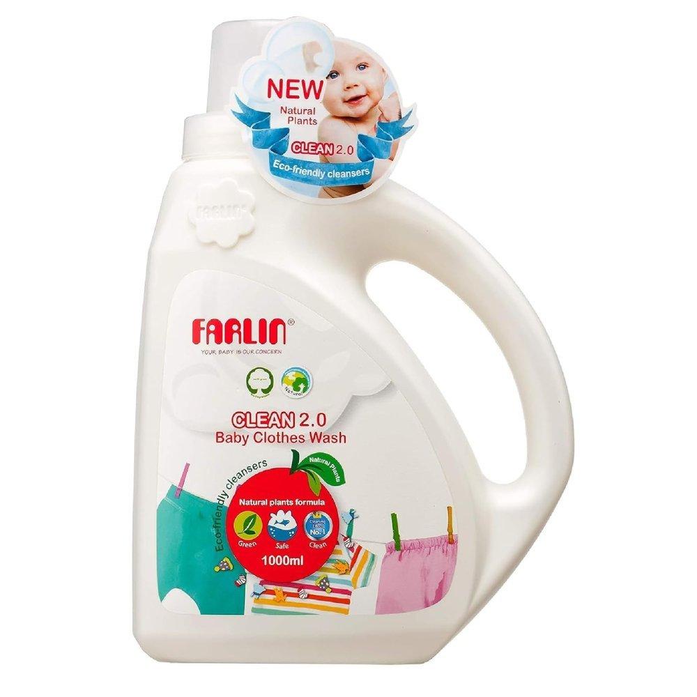Farlin clean 2.0 baby clothing detergent (1000ml) - hypoallergenic & antibacterial plant-based baby laundry liquid for sensitive newborn skin 3