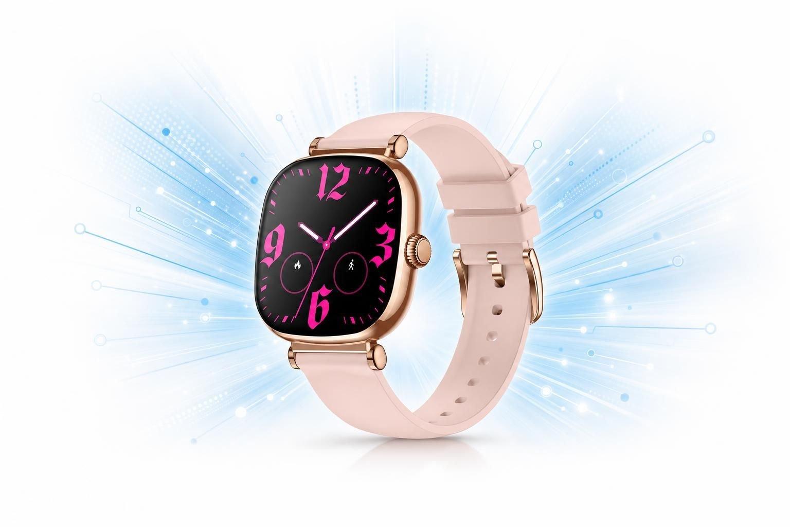 SW-2G-GD--AUKEY Smartwatch with Calling Function, 1.7-inch AMOLED display, IP68 Waterproof, 15 Days Battery Life Fitness Tracker with Sport & Health tracking & Customise faces