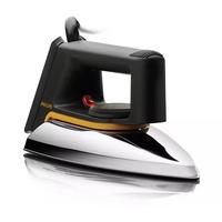 Philips Dry Iron, Linished Aluminum Soleplate Temperature Control, 1000W, Black/Silver.