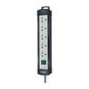 Brennenstuhl Premium Multi-Line 3.0m Power Extension Socket, 5-Way BS/US/EURO Plug, Light Grey/Black