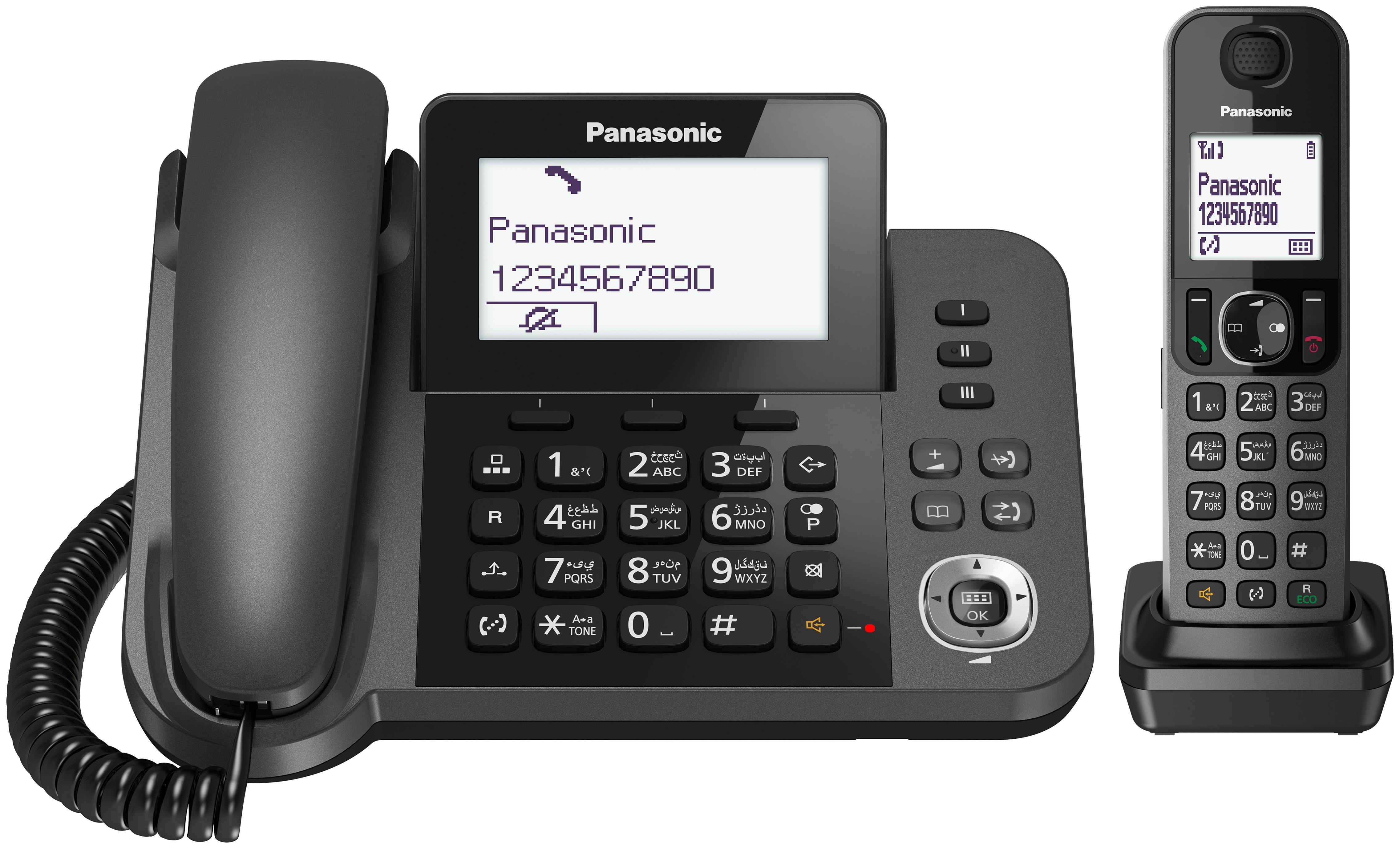 PANASONIC KX-TGF310UEM Cordless Phone Plus Desk phone 2 in 1, 3.4 inch, Black