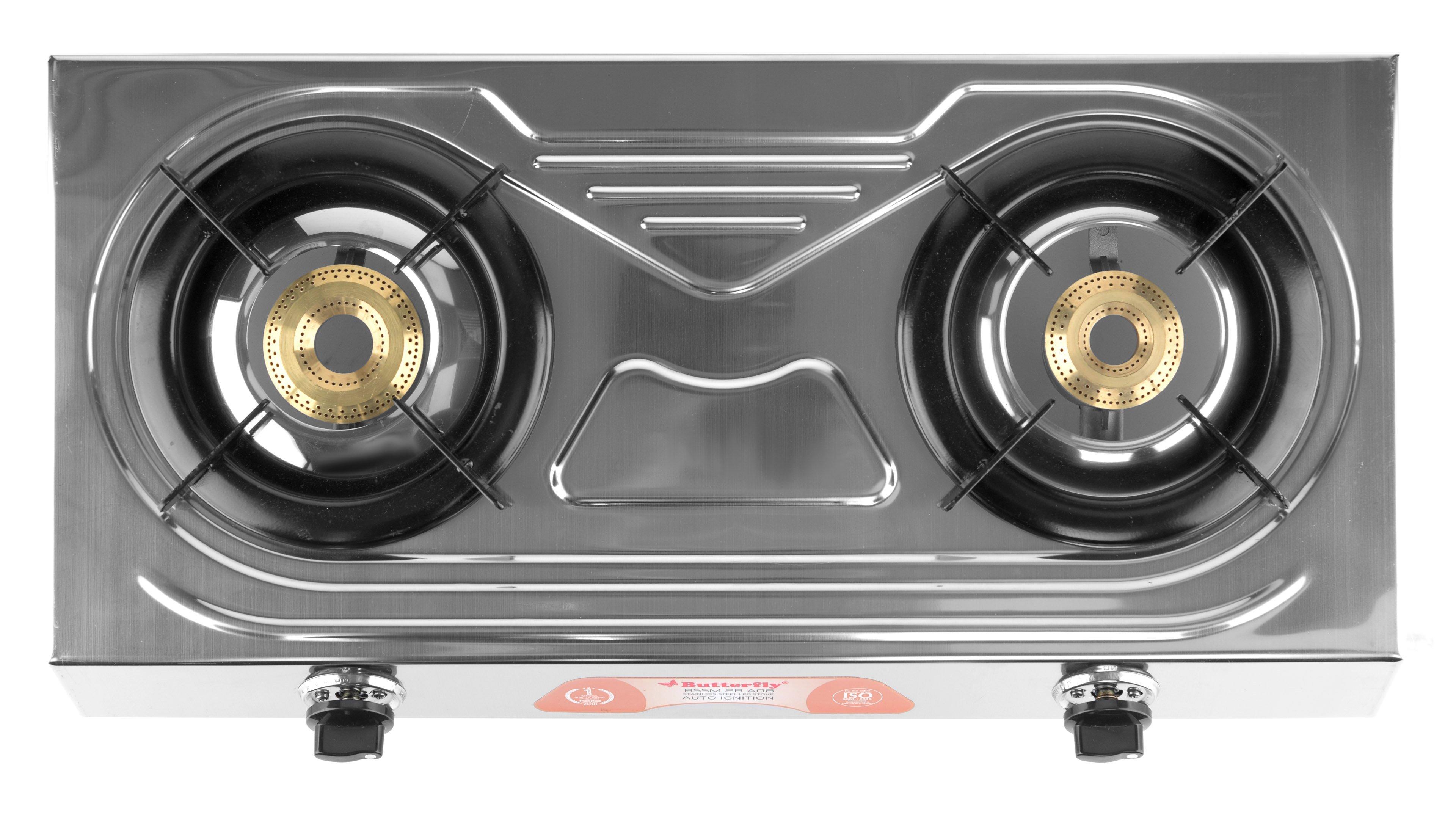 Butterfly, Steel LPG Stove 2 Burner, Auto Ignition, Stainless