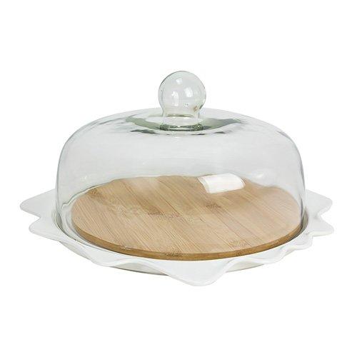 Dome Platter Dish, Porcelain, With Cover, Size 28Cm, White price in