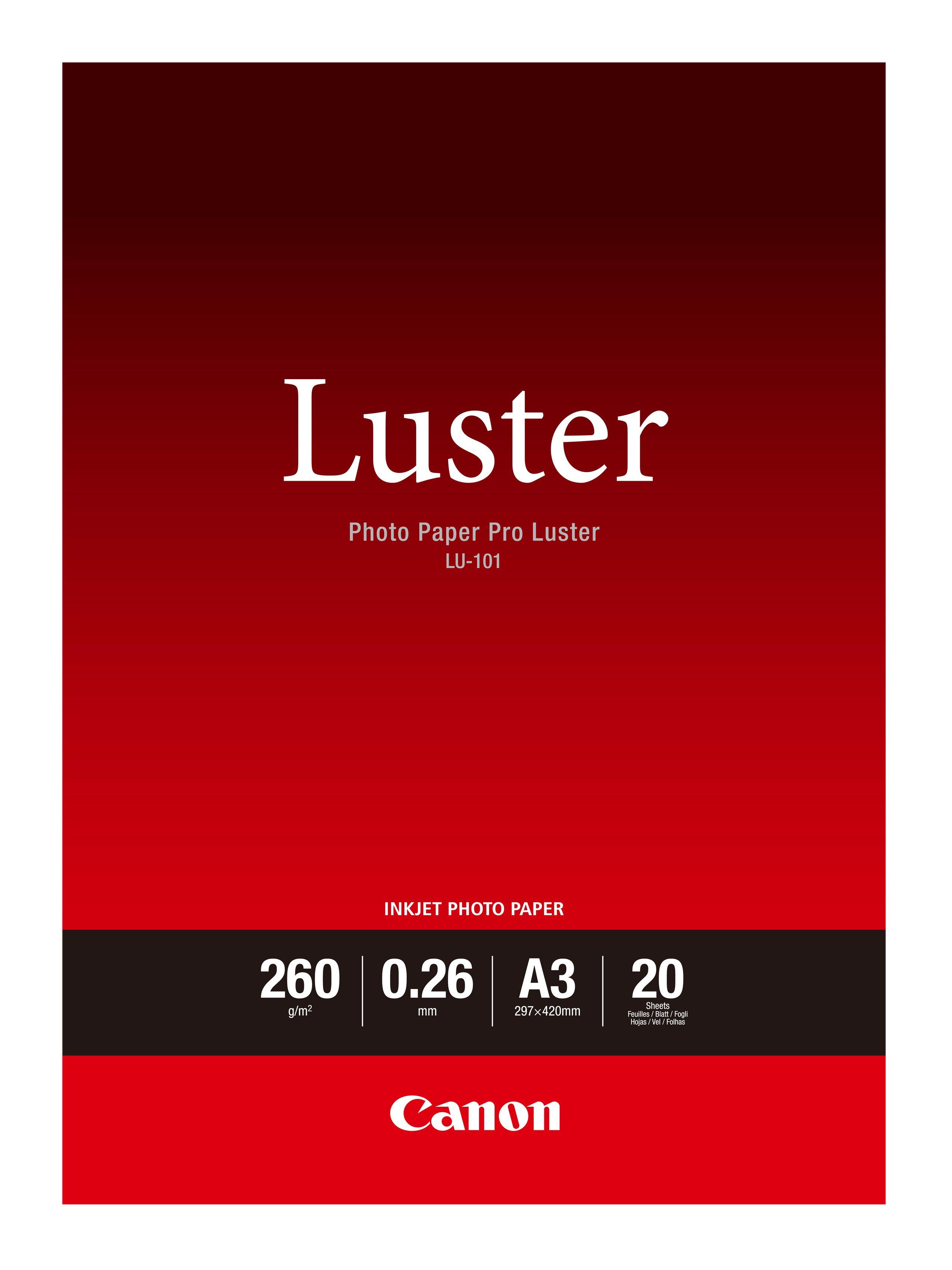 اشتري Canon LU-101 Luster Photo Paper Pro A3 - 20 Sheets, 260gsm في السعودية