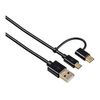 Hama, USB2.0 To MicroUSB Cable With USB-C Adapter, 1M, Black