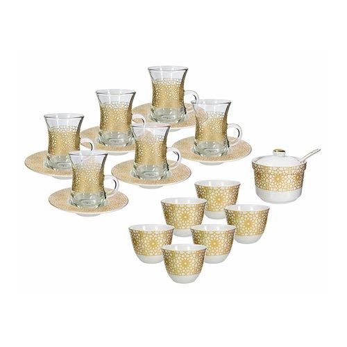 Cerámica árabe Golden juego de té con leche de azúcar en la Olla de tetera  de porcelana de tarros de taza de té conjunto platillo tazas de café oro -  China Juego
