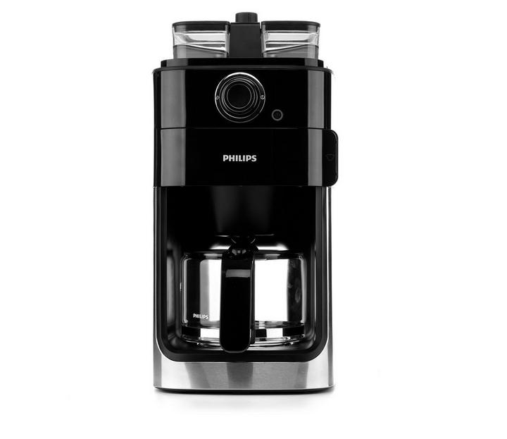 Philips Coffee Machine, Grind and Brew, 1.2L, 1000W, Black Metal