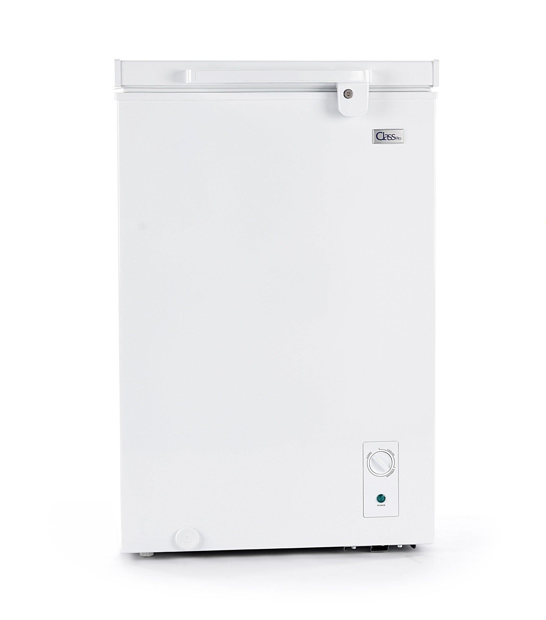 Buy ClassPro Chest Freezer, 3.5 Cu.ft, LED Light, External Handle, Lock & key , Basket, White in Saudi Arabia