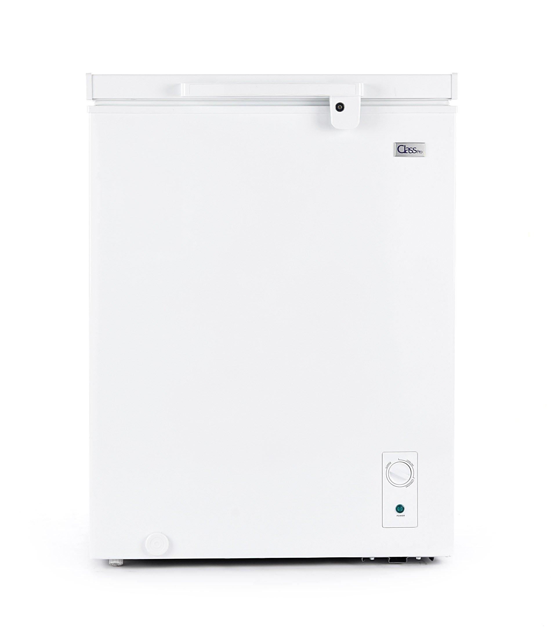Buy ClassPro Chest Freezer, 5 Cu.ft, LED Light, External Handle, Lock & key , Basket, White in Saudi Arabia