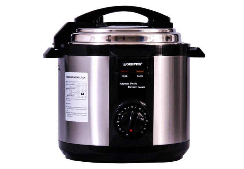 Geepas 6.0L Electric Pressure Cooker 1190W Black/Silver eXtra Bahrain