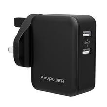 Buy RAVPower 24W Dual Port Wall Charger (UK), Black in Saudi Arabia
