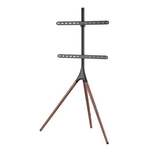 Brateck Artistic Easel Studio TV Stand for 45-65 Inch Matte Black Bracket with Walnut Tripod Base