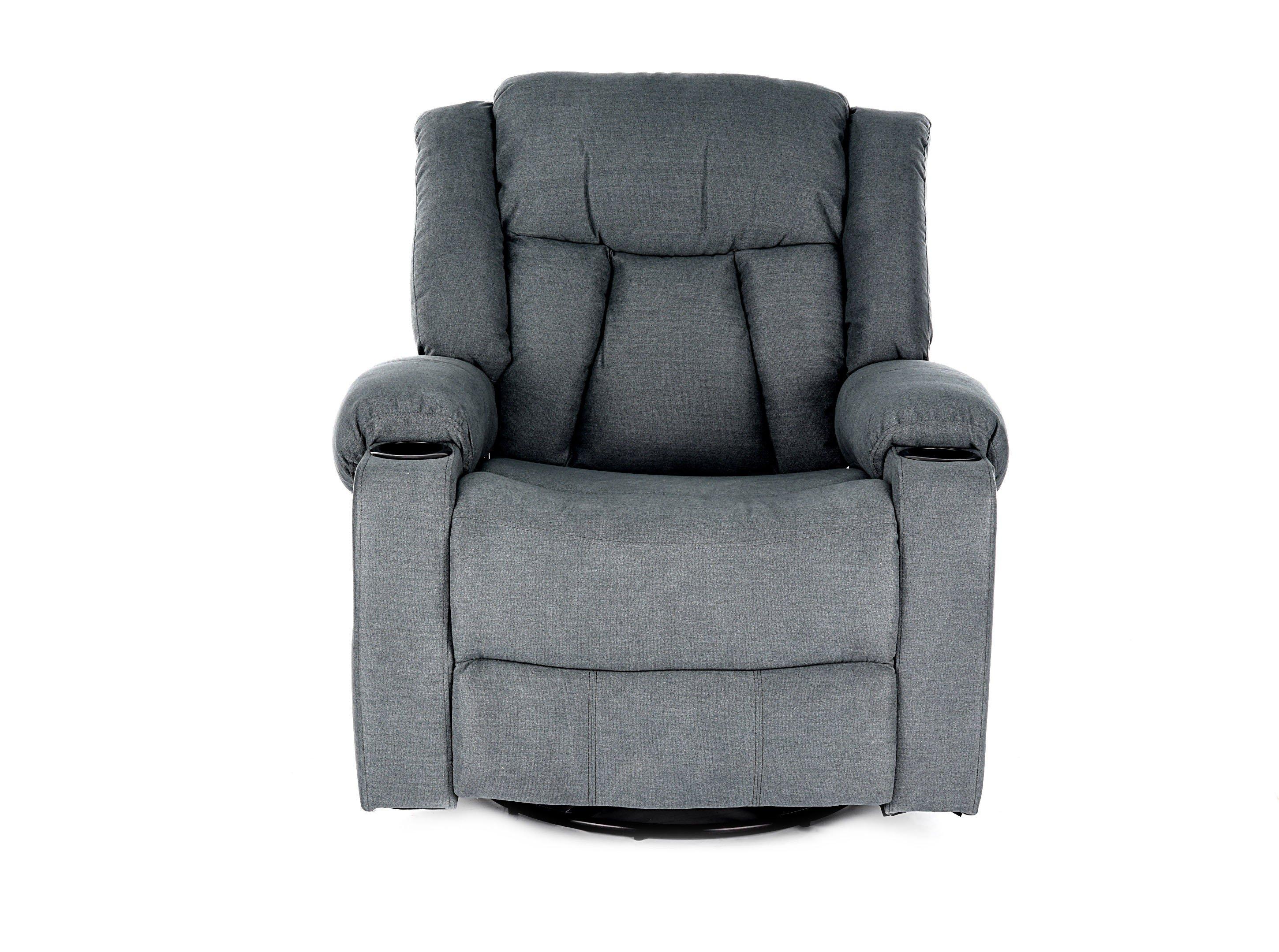 Homez Rocking Swivel Recliner Armchair With Full Push Back Smoke