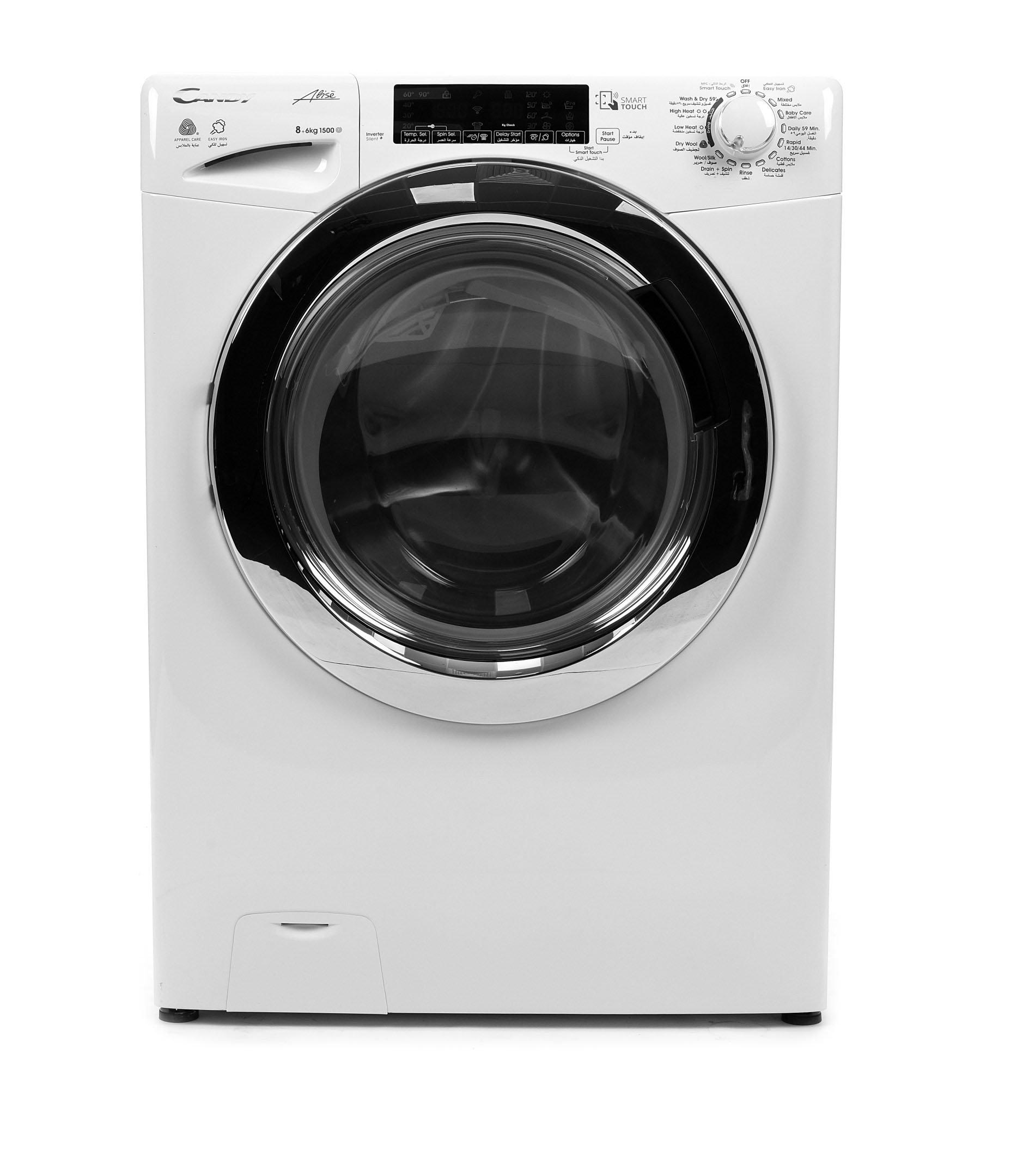 Buy Candy Front Load Fully Automatic Washer/Dryer, 8KG/6KG-wash/ dry,Inverter, White in Saudi Arabia