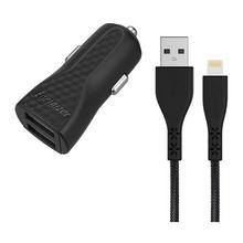 Buy Energizer Car Charger LW3.4A 2 USB + Lightning Cable, Black in Saudi Arabia