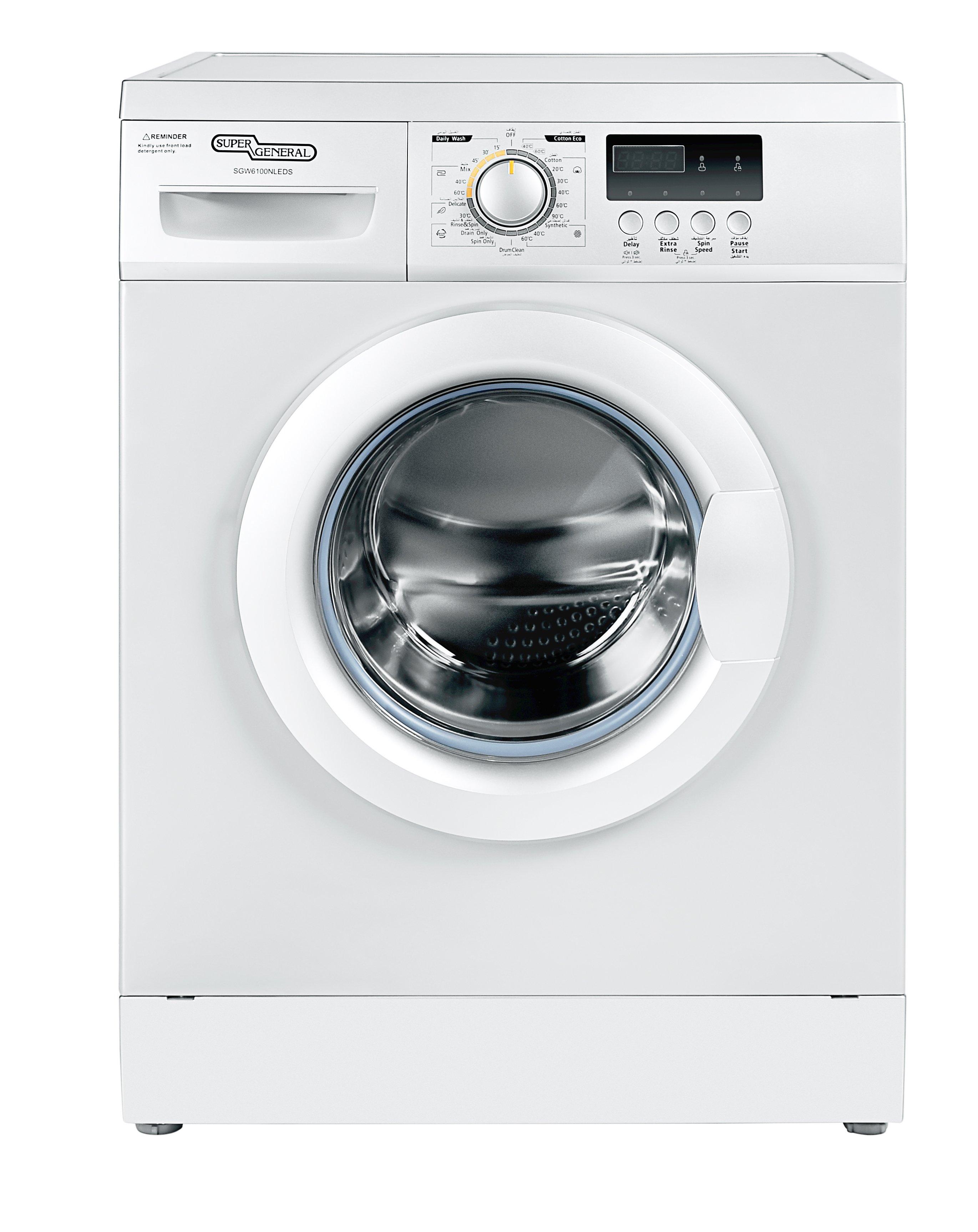 Super General 6 Kg Front Load Washing Machine, 1000 RPM, White eXtra Oman