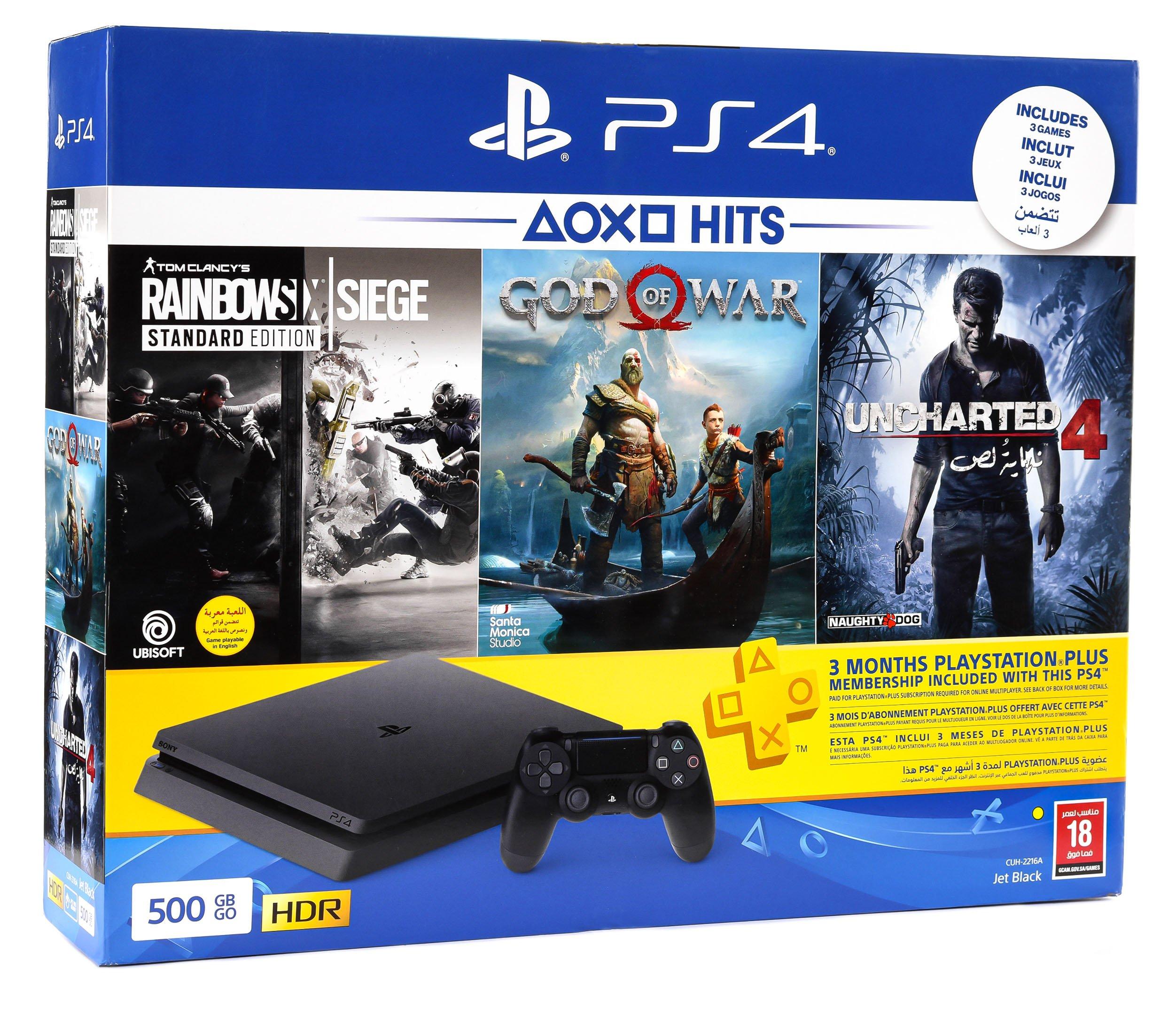 Playstation 4 500gb Hits Bundle With Rainbow Six God Of War Uncharted4 Extra Saudi