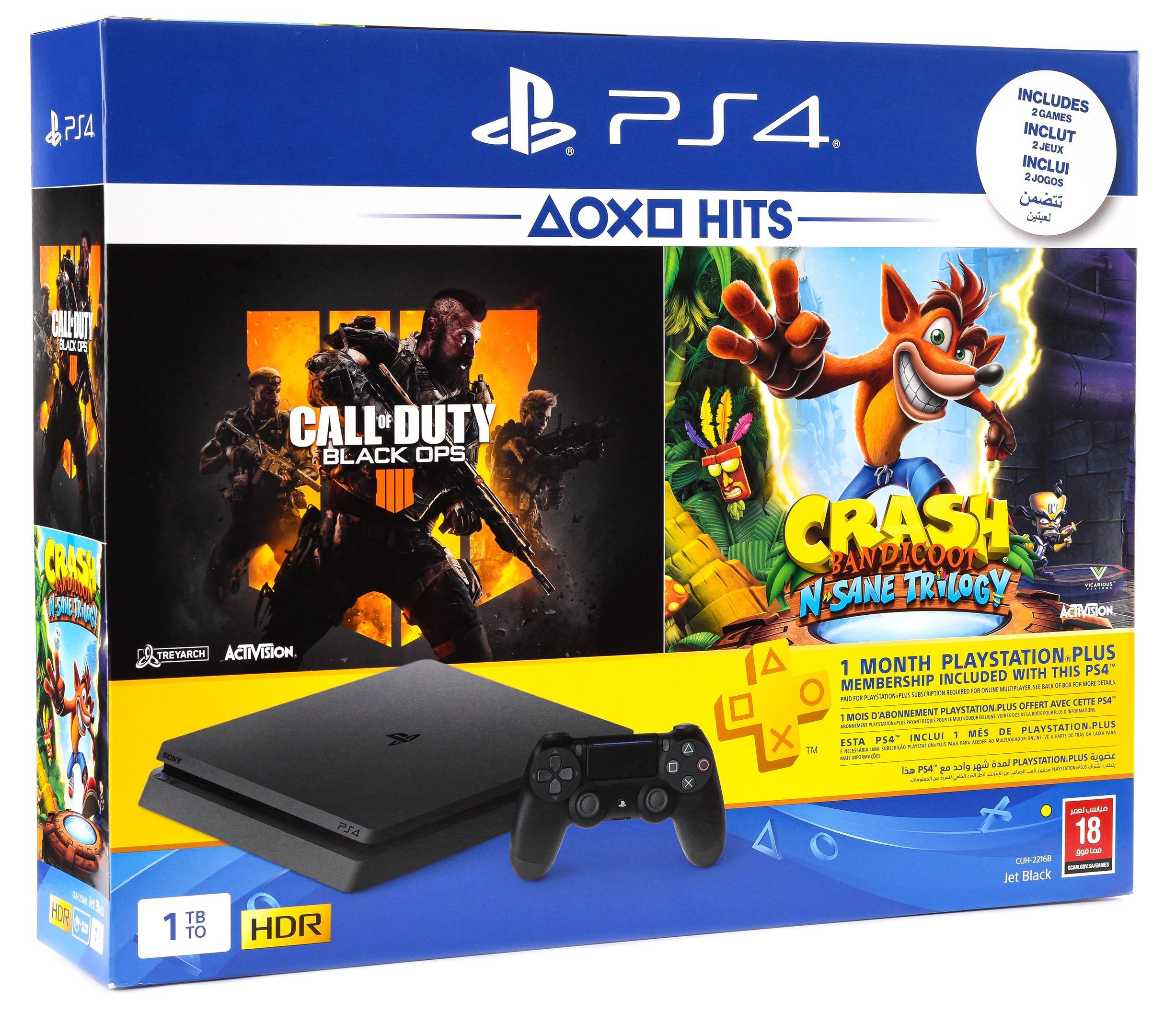 PlayStation 4,1TB with (Call of Duty Black OPS 4 + Crash + one month  subscription) price in Saudi Arabia, Extra Stores Saudi Arabia