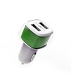 E-Strong car charger dual usb 2.4A with Iphone cable White green