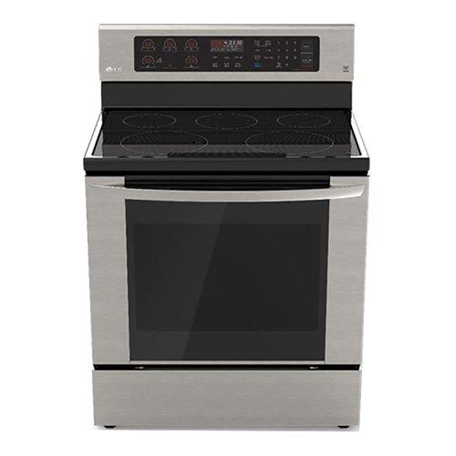 LG,  Electric Range, 4 Black Ceramic Hobs 1 Warming Zone,6.3Cu.ft, Keypad,Steel