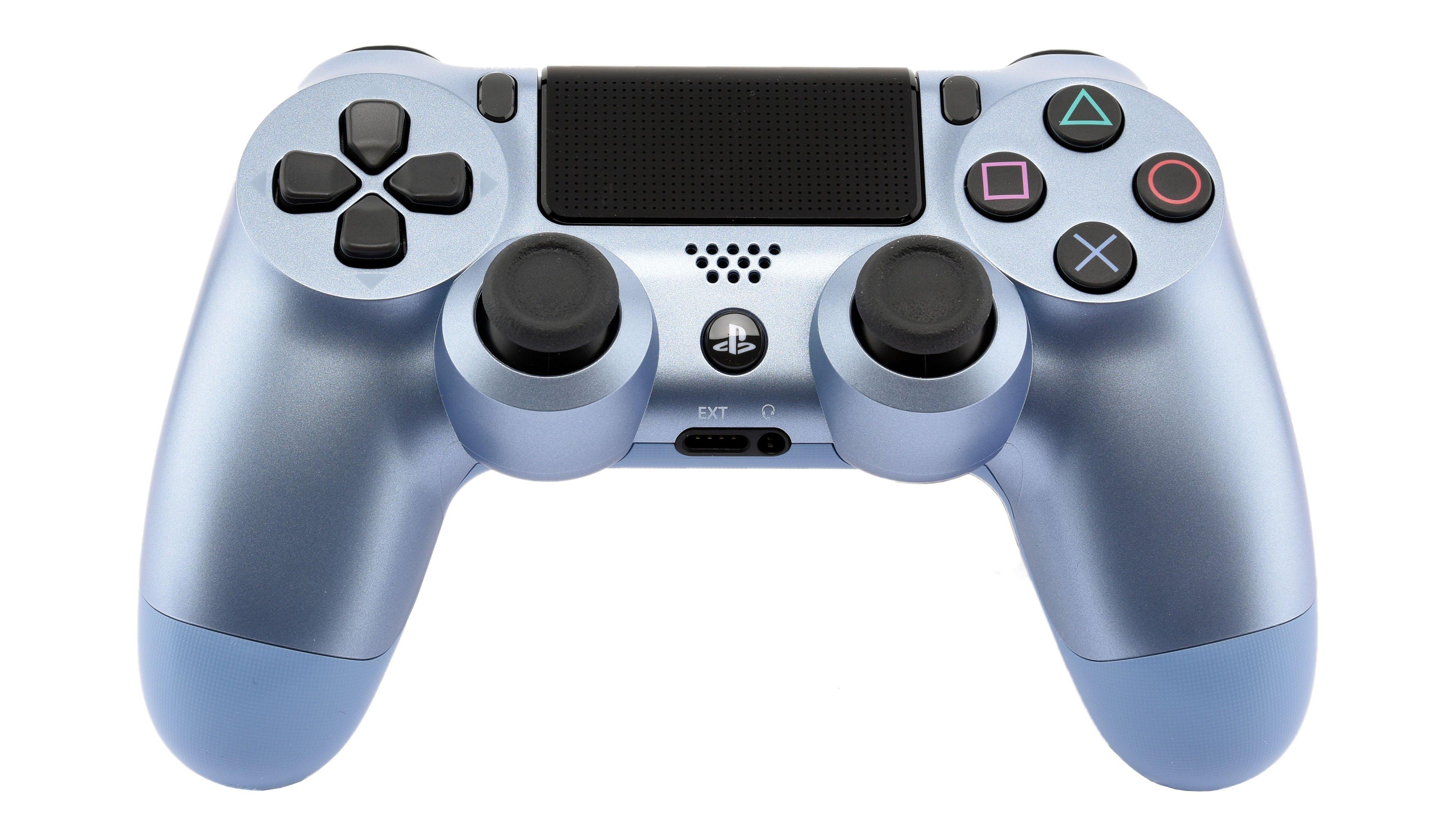 silver and blue ps4 controller