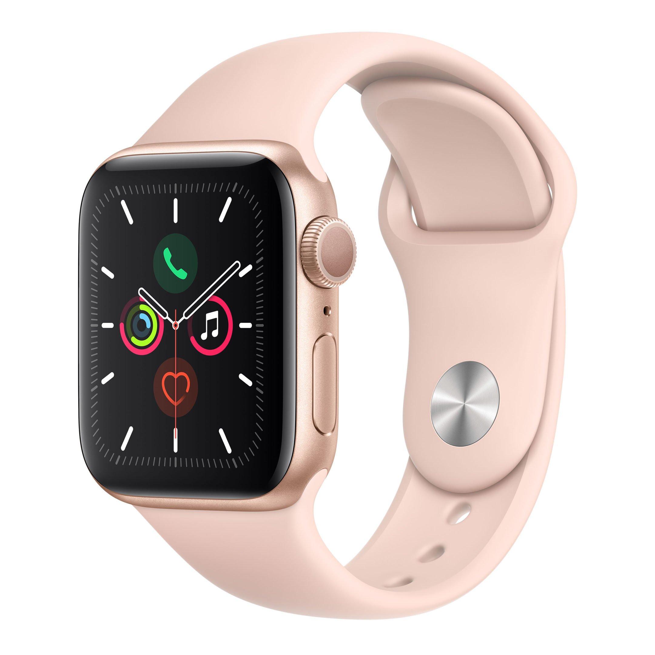 Apple Watch Series 5، 44mm، GPS، Gold Frame، Pink Sport Band، إكسترا السعودية