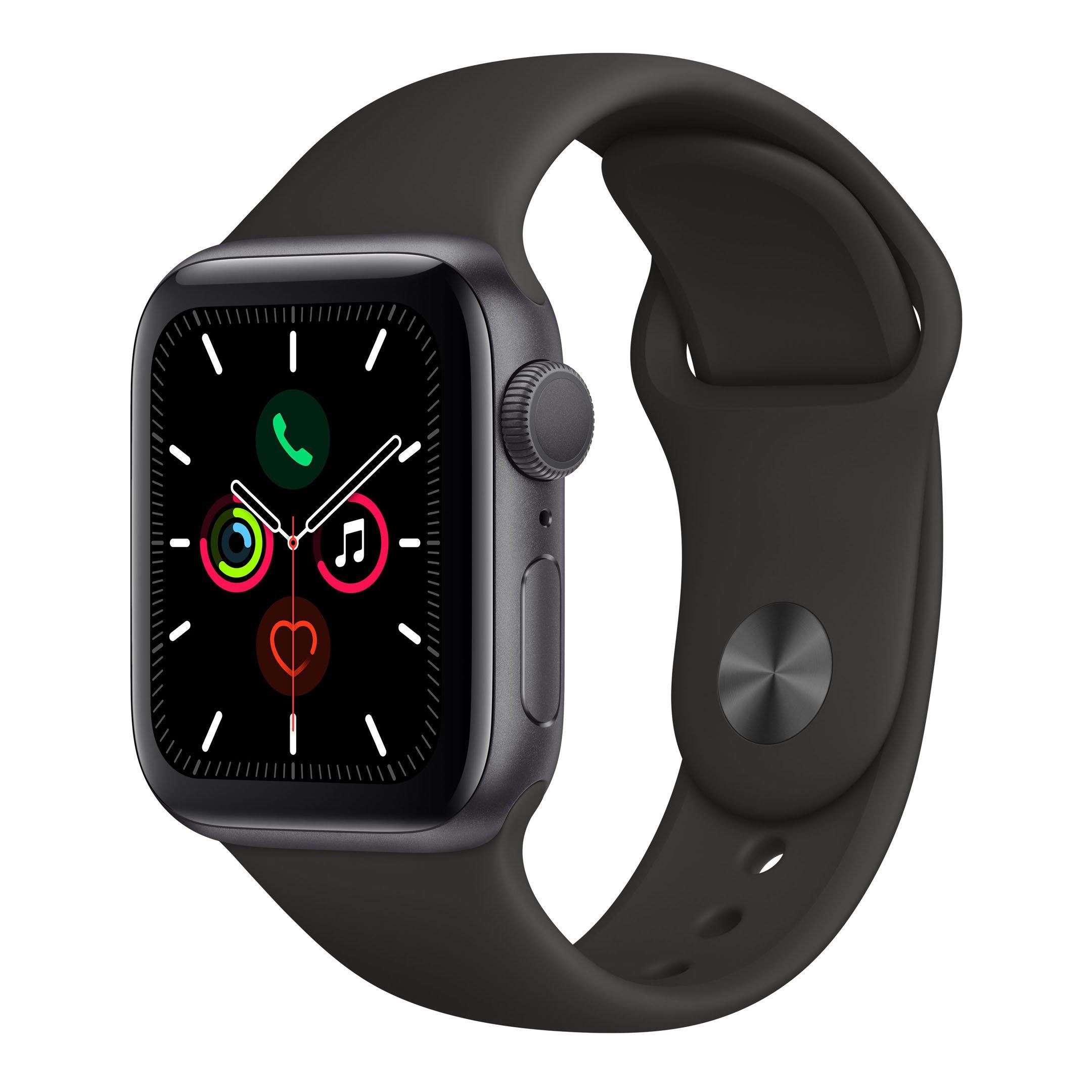 Apple Watch Series 5 ، 44mm ، GPS ، إطار رمادي ، حزام رياضي أسود ، إكسترا السعودية