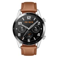 Huawei Watch GT2, 46mm Stainless Steel, Leather Strap, Brown