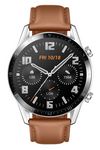 Huawei Watch GT2, 46mm Stainless Steel, Leather Strap, Brown