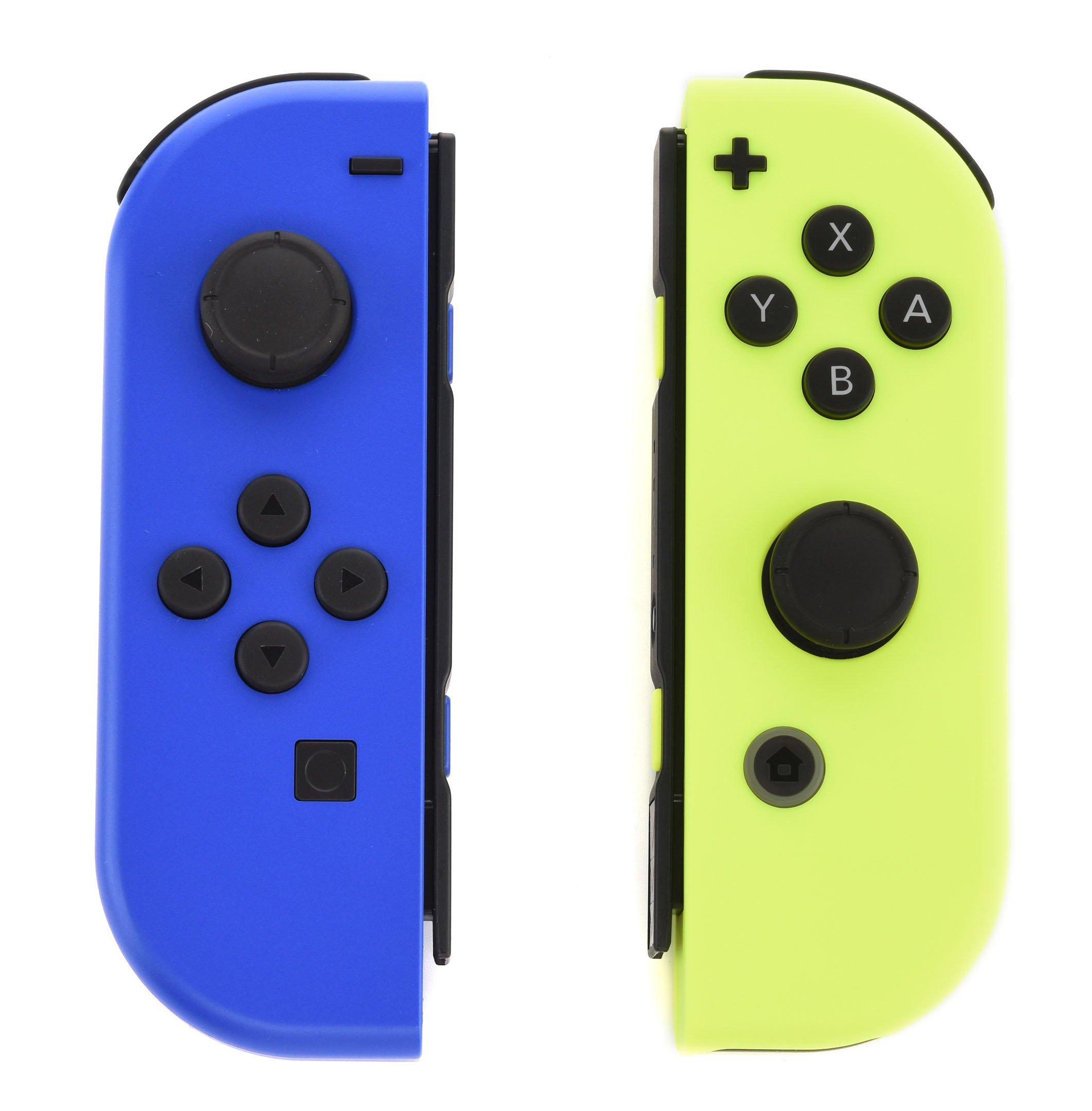 yellow and blue joycons