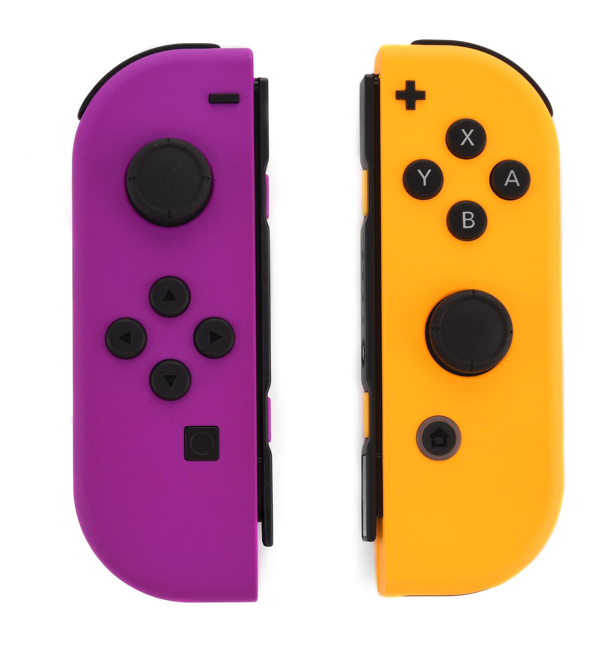 nintendo switch with purple and orange joycons