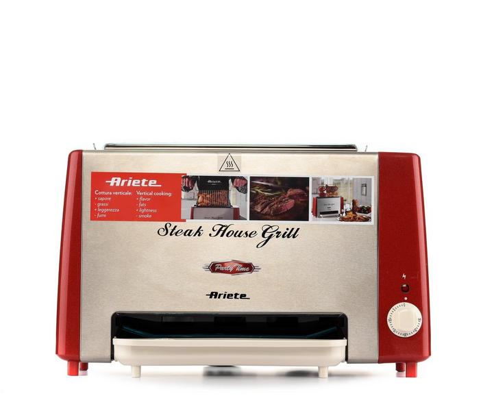 Ariete Steak House Grill, Vertical Cooking System,1300W,Red - eXtra