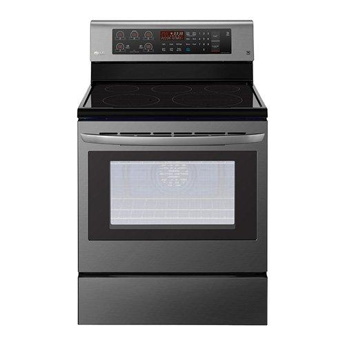 LG Freestanding Electric Range 4 Black Ceramic Hobs 1 Warming Zone, Black Stainless Steel