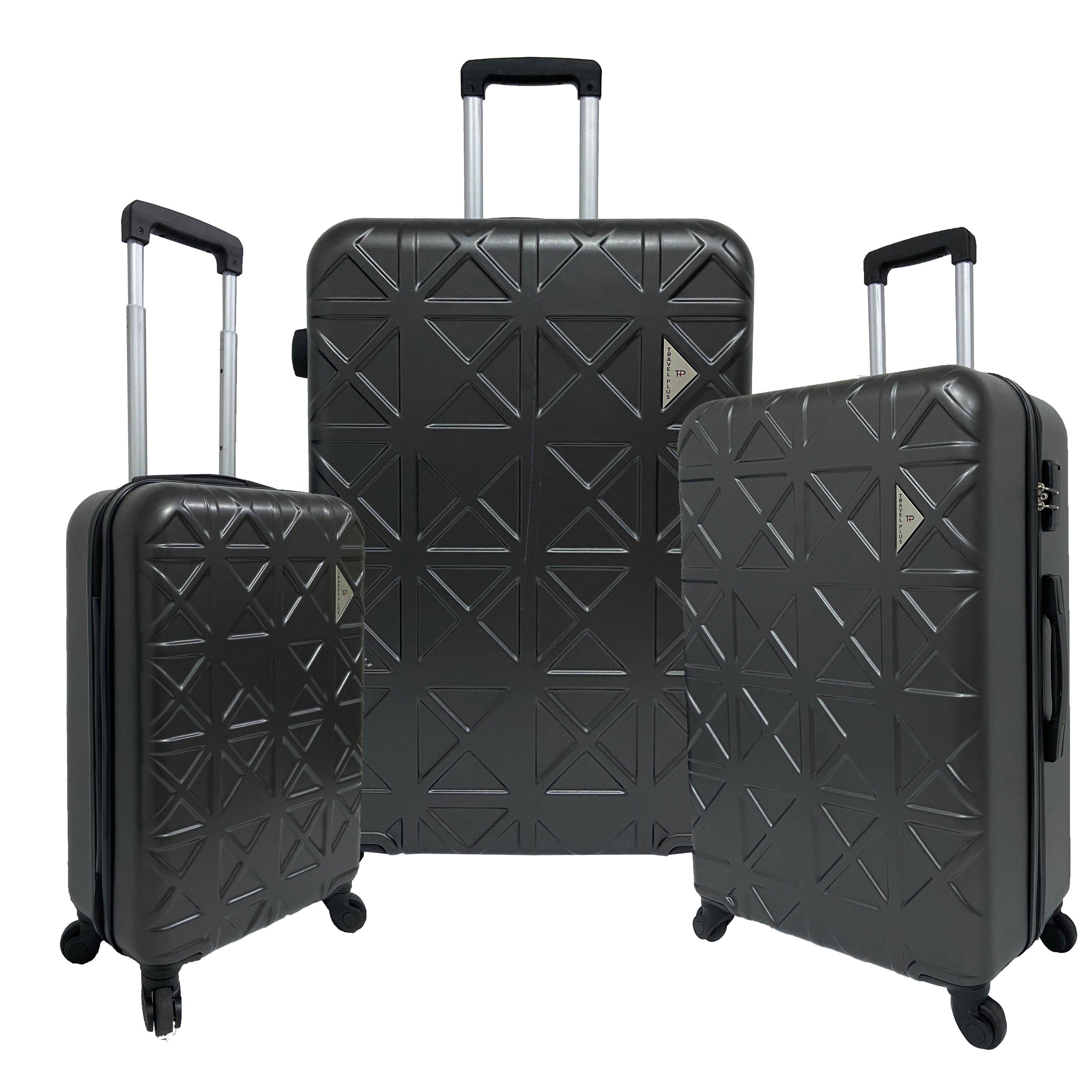 Travel Plus, Triangle Set Of 3 Luggage Trolley Case 20/26/30, Dark Grey