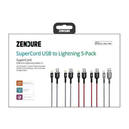 سعر Zendure SuperCord Colourful Ultra Strong 5 Lightning Cable Pack فى