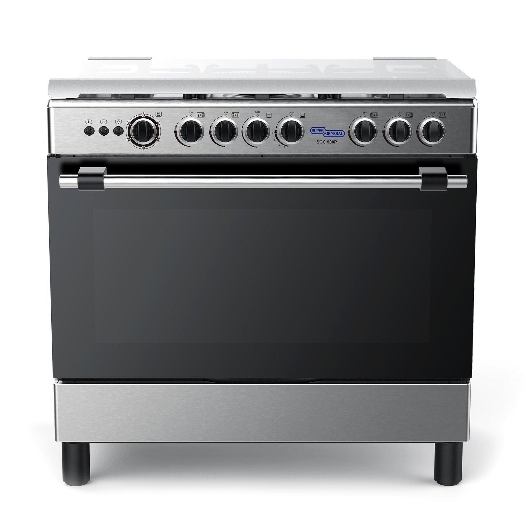 SGC 90x60 Gas Cooker, 5 Burners, Gas Grill & Oven,Stainless Steel