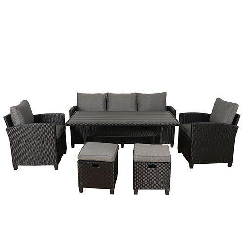 Buy Albany, Outdoor Dinning Set With Table, 6 Persons, 6 Pieces, Black in Saudi Arabia