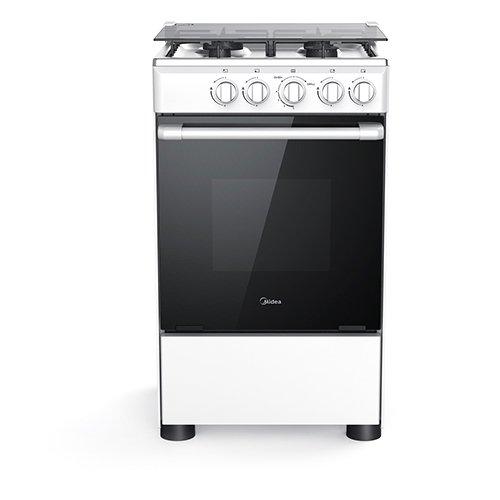 Midea 50x55cm Gas Cooking Range With Gas Grill, 4 Gas Burners, White