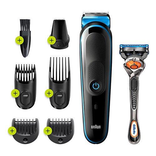 Braun 7-in-1, All-in-One Trimmer, Beard Trimmer and Hair Clipper,  Black/Blue - eXtra Oman