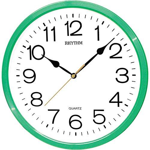 Rhythm, Quartz Wall Clock With 3D Numerals Plastic Case Green/White ...