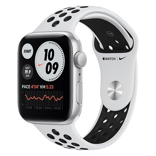 Apple Watch Nike SE GPS, 44mm Silver Aluminium Case with Pure Platinum/Black Nike Sport Band