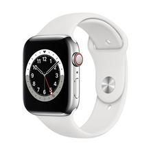 Buy Apple Watch Series 6 GPS + Cellular, 44MM Silver Stainless Steel Case with White Sport Band in Saudi Arabia